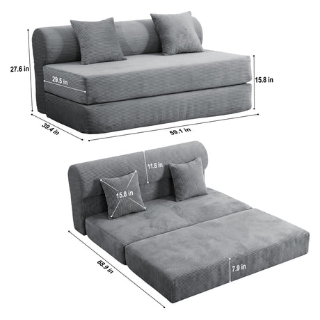 Convertible Sofa Bed, 2 Seater Fold Out Floor Couch