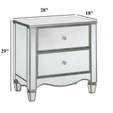 Nightstand With Mirror Panels - Silver
