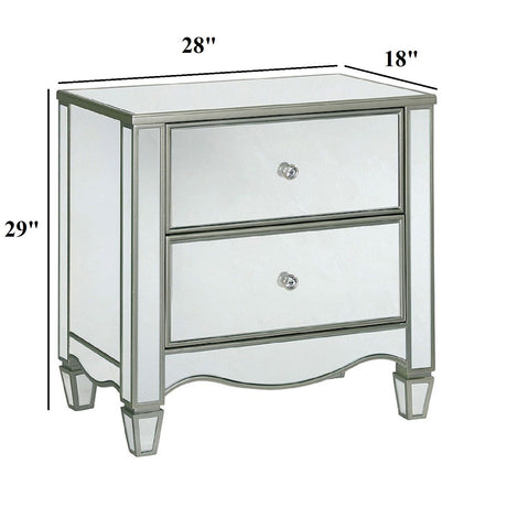 Nightstand With Mirror Panels - Silver