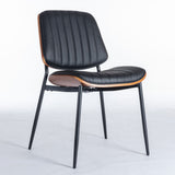 Dining Chairs (Set of 2) Mid-Century Modern Retro Chair With Walnut Bentwood Back Upholstered Seat Metal Legs Adjustable Foot For Kitchen Dining Room Chairs