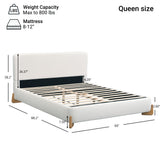 Queen Size Upholstered Bed With Slat Support - White