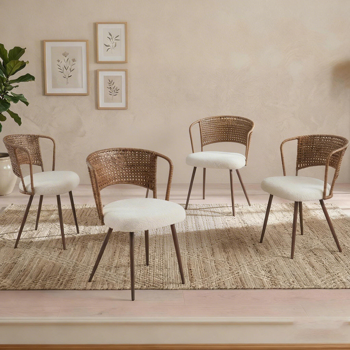Farmhouse Style Wicker Dining Chair