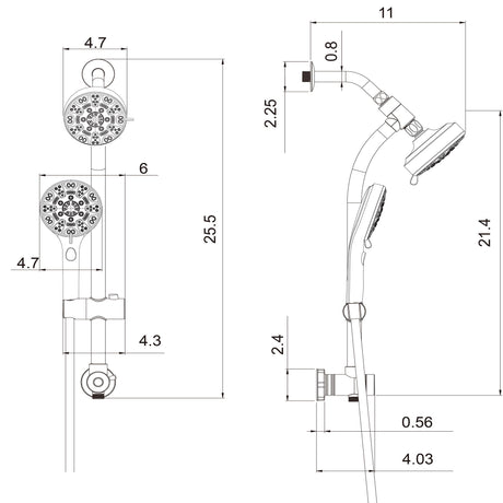 Multi Function Dual Shower Head System With 4.7" Rain Showerhead And Adjustable Slide Bar In - Brushed Nickel