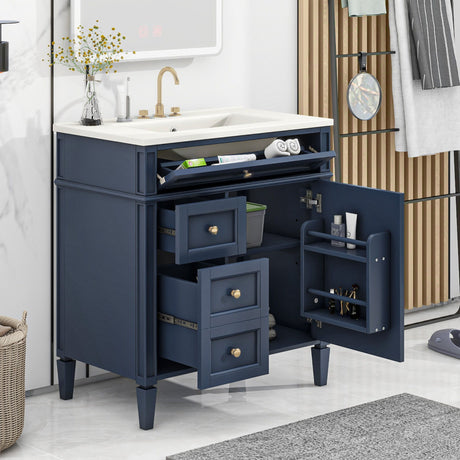 Bathroom Vanity With Top Sink, Storage Cabinet With 2 Drawers, Tip Out Drawer