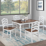 5 Piece Dining Set With Table And Ladder Back Chairs - Oak / White