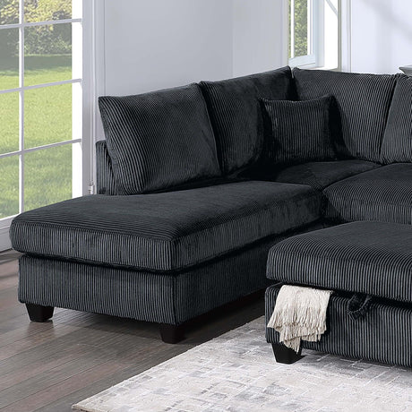 Modern Style Sectional Set With USB Port, Storage Ottoman