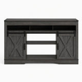 Farmhouse TV Stand With Sliding Barn Doors & Adjustable Storage