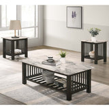 3 Piece Occasional Table Set, 1 Coffee Table And 2 End Tables, Open Storage Design - Walnut