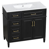 Bathroom Vanity With Sink, 4 Drawers, 2 Doors