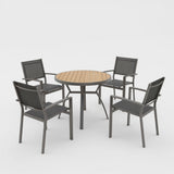 5 Piece Patio Dining Set & Table And Chairs For Outdoor Use - Gray