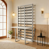 Queen Size Cabinet Wall Bed Mechanism With Desk Panel - Gray