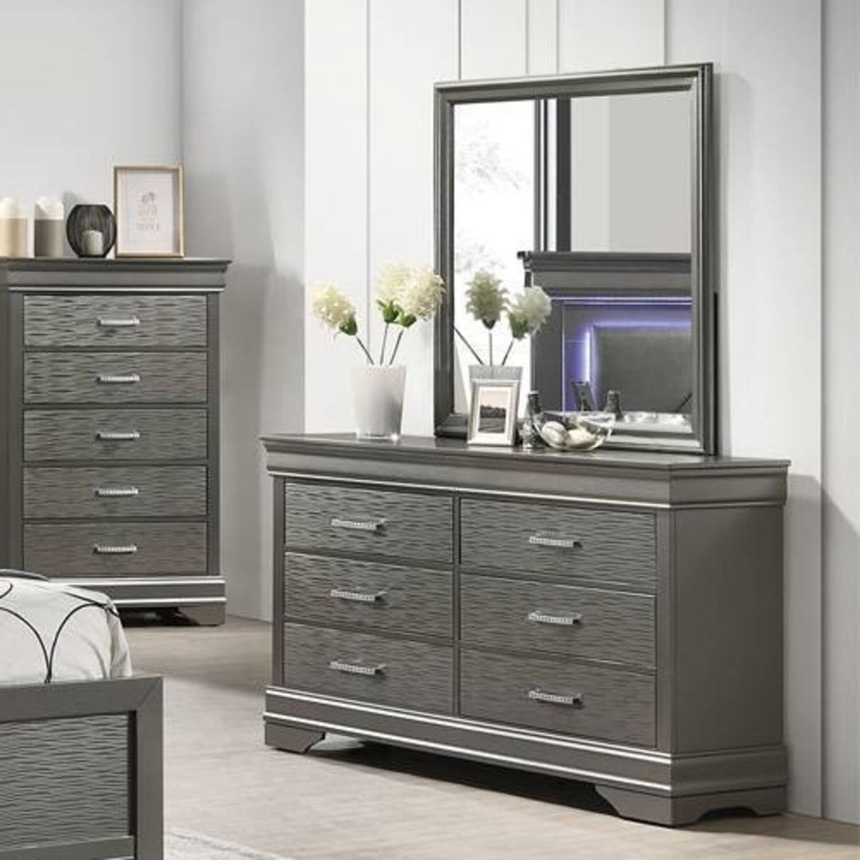 1 Piece Dresser 6 Drawers Bedroom Furniture - Gray