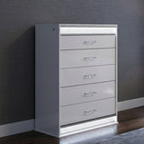Glam - 5 Drawer Chest With LED Lighting - White