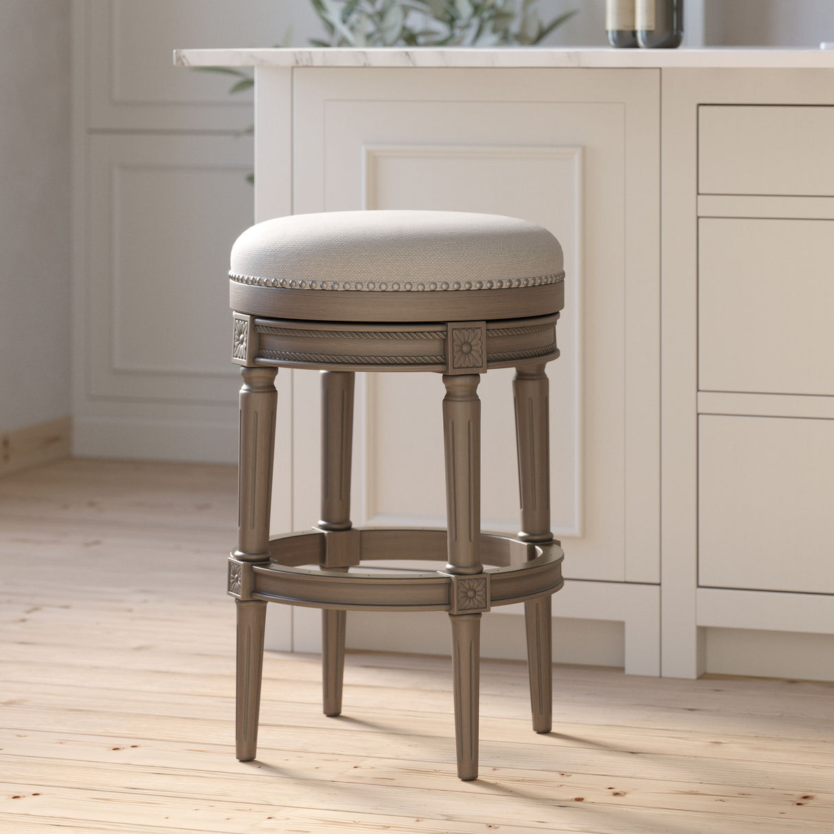 Rustic Elegance Backless Swivel Stool