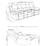 Divine - 5 Piece Power Reclining Home Theater Seating Set With Memory Foam Cushions And Storage Consoles