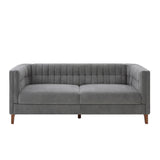 Modern 3 Seater Sofa, Upholstered Couch With Curved Armrests