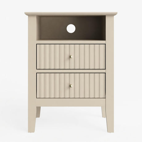 Fluted Nightstand With 2 Drawers