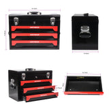 Portable 3 Drawer Steel Toolbox, 4 Layers Of Tools With Metal Latches, With Storage Tray And Carrying Handle
