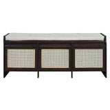 Entryway Shoe Bench With Drawers & Button Tufted Cushion