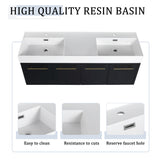 Modern Wall Mounted Bathroom Vanity With Left Sink And Storage Rack