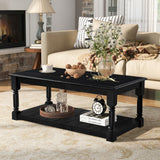 Coffee Table With Slatted Lower Shelf For Living Room