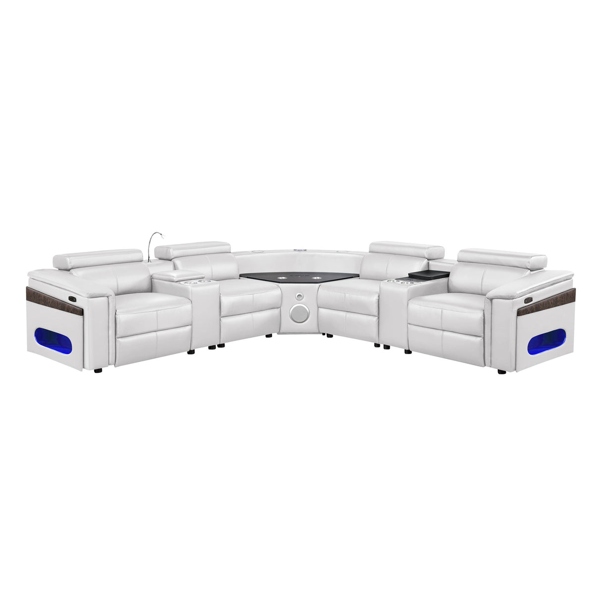 Nova - Sectional With Bluetooth Speaker, LED And Lifting Wine Cabinet