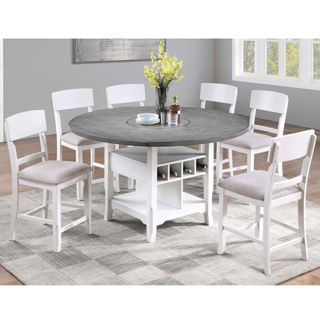 Contemporary Counter Height Dining Set With Built In Lazy Susan