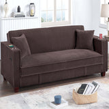 Modern Convertible Sofa With Hidden Storage USB Port, Cup Holder