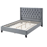 Modern Diamond Tufted Headboard Bed With Nailhead Trim