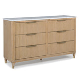 6 Drawers Dresser With Accented Hardware - Natural Wood