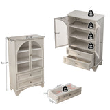 Glass Door Display Case With 2 Drawers And Adjustable Shelf