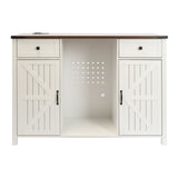 Coffee Bar With Mini Fridge Space & Built In Charging Station, Large Bar Cabinet With Drawers & Adjustable Shelves For Kitchen - White