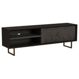 Manaya - 2 Door Stand With Open Shelving And Hidden Storage - Charcoal Black