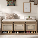 Entryway Shoe Bench With Drawers & Button Tufted Cushion