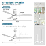 52" Ceiling Fan With Dimmable LED Light, 6 Speed DC Motor, 3 Blades