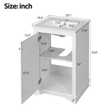 Bathroom Vanity With Sink, Freestanding Single Cabinet Set, Soft Close Door, Adjustable Shelf