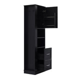Freestanding Bathroom Storage Cabinet With Adjustable Shelves And Side Hooks Board, Rectangle Design