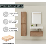 Modern Wall Mounted 30 Inch Bathroom Vanity With Resin Sink And 2 Side Cabinet - Imitative Oak