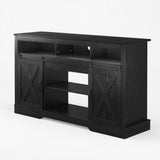 Farmhouse TV Stand With Sliding Barn Doors & Adjustable Storage