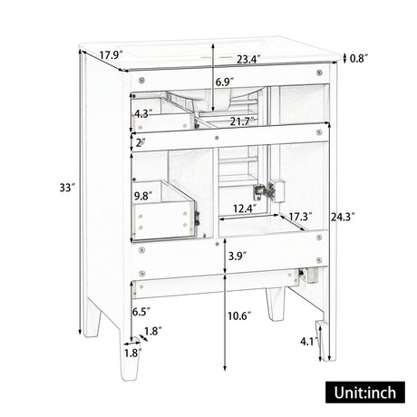 Modern Bathroom Vanity With Sink, Freestanding Cabinet With Drawers And Shelves