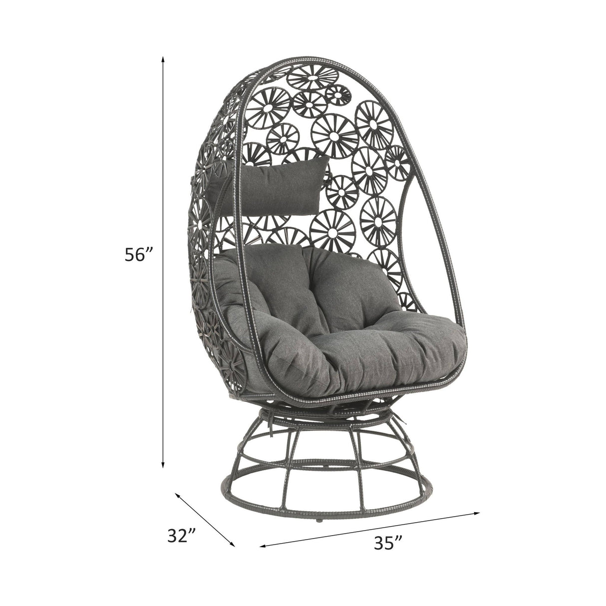 Hikre - Patio Lounge Chair & Side Table - Black / Charcoal