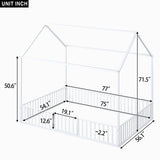 Metal House Bed With Fence And Door