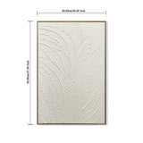 Framed Botanical Leaf Wall Art, Thick Textured Canvas Painting, Neutral Decor For Living Room - White