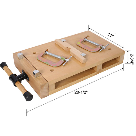 Portable Hard Wood Workbench With Quick Release Handle And G Type Fixing Clips For Woodworking - Natural