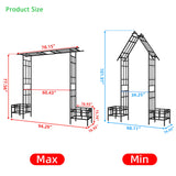 Garden Arch With Adjustable & Climbing Plants Support - Black