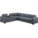 Modern Style L-Shape Sectional Set, USB Ports, Cup Holder