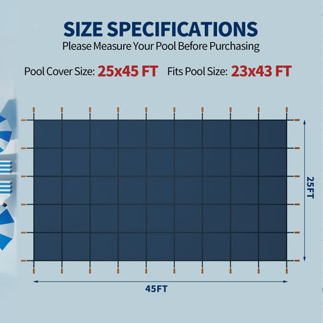 Swimming Pool Safety Cover For Rectangular Pools - Blue