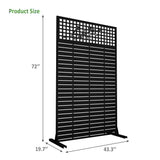 Outdoor / Indoor Divider With Freestanding Decorative Privacy Screen - Black
