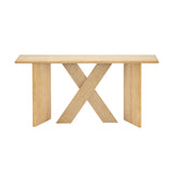 X-Frame Console Table, Angled Cross Leg Design, Rounded Edges - Natural