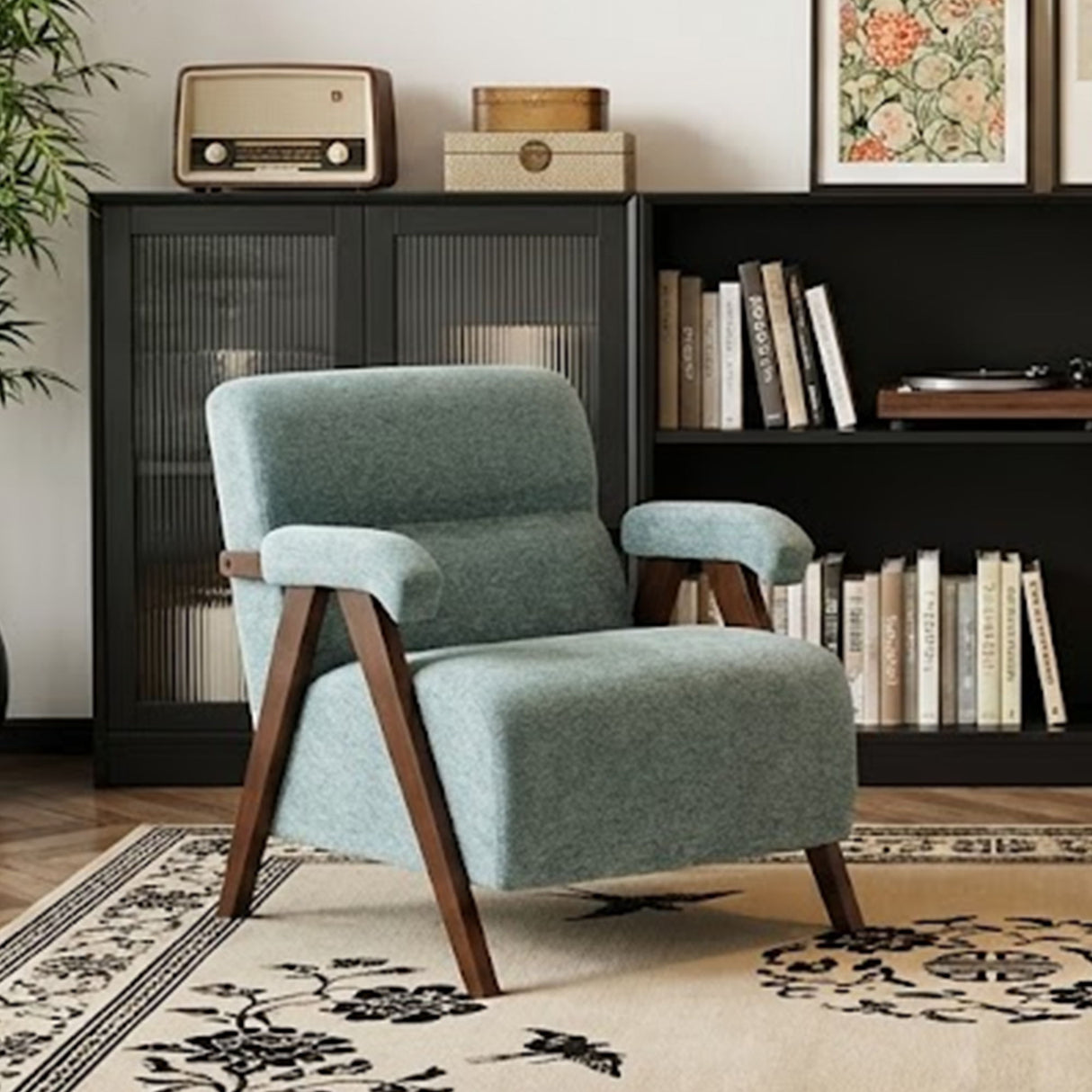 Modern Accent Chair With Tufted Armchair For Reading Room